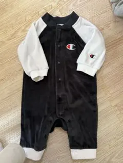 Champion フリースロンパース ブラック・ホワイト