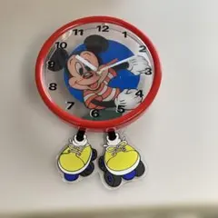 ミッキーマウス 壁掛け時計 赤