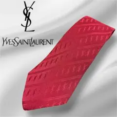 YVES SAINT LAURENT イヴサンローラン　総ロゴネクタイ　赤