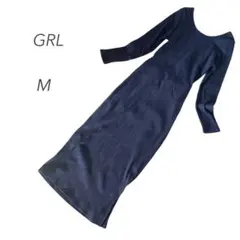 美品 グレイル⭐︎バックオープンリボンテレコワンピース【M】サイドスリット