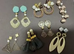 ハンドメイド　ピアス　7点セット　ベージュ系⑤