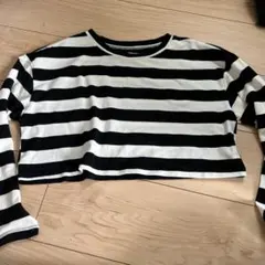 ボーダー 長袖カットソー ブラック×ホワイト