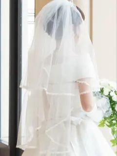 ウェディング　ベール 結婚式 ホワイト [挙式と試着のみ2度使用]