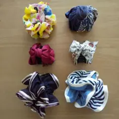 6個セット 花柄シュシュ ヘアアクセサリー