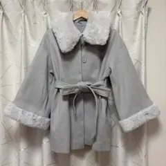 GRL リボンベルトファーティペット付フレアコート[k9335f]