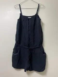 earth music&ecology サロペット ショート丈 ネイビー リネンのサムネイル