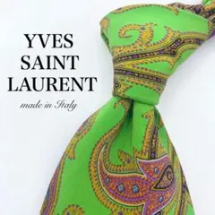 상태좋음 YVES SAINT LAURENT 페이즐리 무늬 그린 넥타이