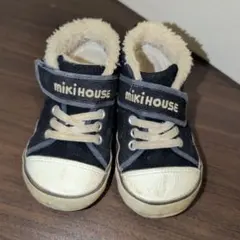 miki HOUSE ネイビー ファー付きスニーカー