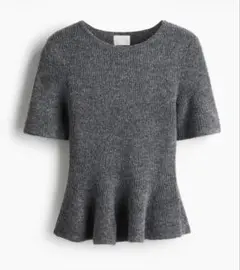 H&M リブニット ペプラム 半袖トップスのサムネイル