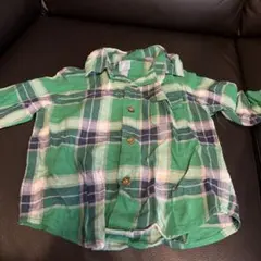 BabyGap緑系チェック柄長袖シャツ 90cm未満
