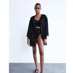 ZARA スエード風ジャケット　ブラック　M