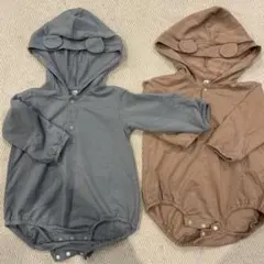 フード付きロンパース くま耳 2色セット