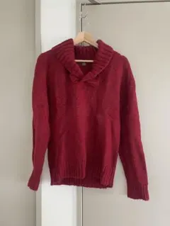 TAKEO KIKUCHI ショールカラー ニットセーター レッドのサムネイル