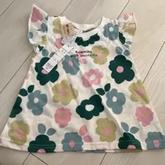 【新品】花柄フリル袖Tシャツ 90サイズ
