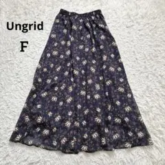アングリッド Ungrid ロングスカート 花柄 ネイビー ウエストゴム フリー