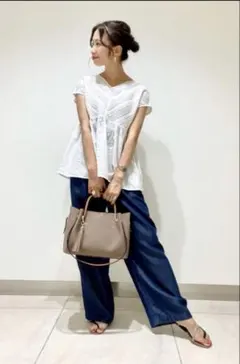 URBAN RESEARCH DOORS タックレースフレンチブラウス