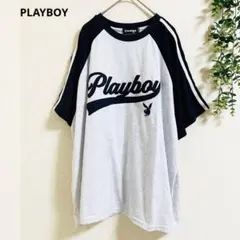 プレイボーイ　半袖Tシャツ　M ラグラン　ロゴ ビッグシルエット　体型カバー