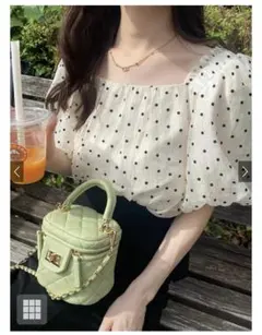 GRL ドット柄シアーバルーンスリーブブラウス ac2247 アイボリー