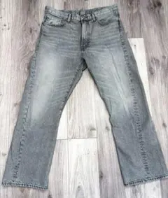 【GU】ツイストシームジーンズ(02:LIGHT GRAY) 33インチ