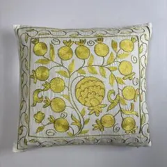 ウズベキスタン製 シルク スザニ刺繍 クッションカバー 44×43 SZN709