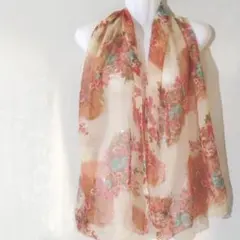 スカーフ　花柄　シフォン　超軽量