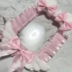 B7 ピンク系 トレカケースデコ レースデコ 猫耳 天使 レースデコ 推しカラー