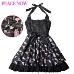 PEACE NOW　ローズパフューム柄ホルタージャンパースカート　ワンピース　黒のサムネイル