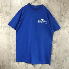 Y3741古着　Tシャツ バックプリント　青　90s Y2K