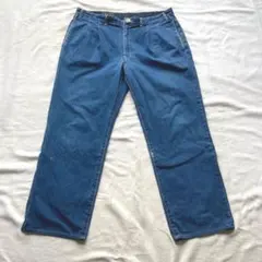 パパス　ワイド　デニム　パンツ　大きめサイズ　W36 濃紺　松浦弥太郎　日本製のサムネイル