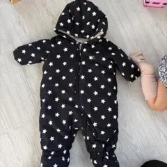 星柄中綿ロンパース フード付き