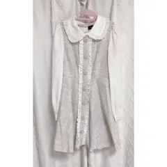 【 evelyn 】襟付き春ツイードOP ワンピース ホワイト