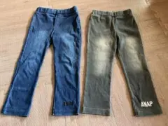 ANAP まとめ売り 2点セット ダメージ加工デニム風レギンス100cm