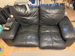 レザー 2人掛けソファ 黒