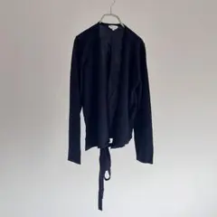 maxmara italy製　ラナウール　裾リボン　カーディガン　濃紺　L