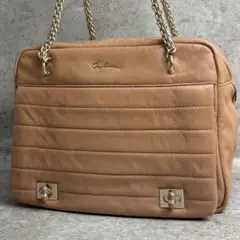 ✨良品✨ ジョルジオアルマーニ トートバッグ ターンロック キルティング 肌色のサムネイル