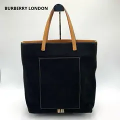 【希少】 バーバリーロンドン 黒 キャンバス トート バッグ ノバチェック
