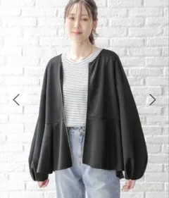 グローバルワーク ライトクッションペプラムカーディガン ブラック