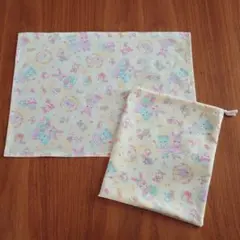 給食袋　＆　ナフキン　セット　ドレスアップ　うさぎ　くま　ハンドメイド