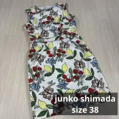 junko shimada フルーツと蝶のプリントノースリーブワンピース　レトロのサムネイル