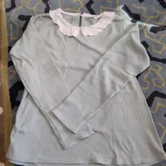 SHIPS ミントグリーン レース襟 長袖カットソー 150
