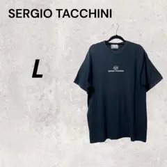 SergioTacchini ブラック L ロゴ入り半袖Tシャツ クルーネックのサムネイル