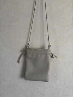 ショルダーバッグ ライトグレー 巾着 サコッシュ ポシェット