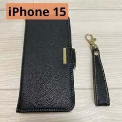 iPhone15 手帳型ケース　iPhoneケース　スマホケース　ブラック
