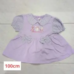 クーラクール パフェ柄半袖Tシャツ カットソー 紫 100cm