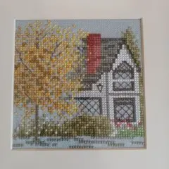 秋の風景 刺繍アート 額装済み　値下げ不可