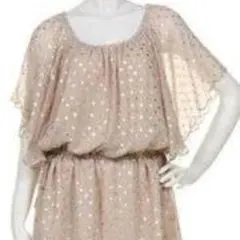 マーキュリー✨ドットシフォンワンピ✨ピンクベージュ✨美品✨のサムネイル