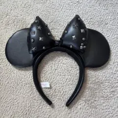 スタッズ付きブラックミッキーマウス耳カチューシャ
