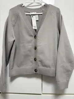 GU スポンジニットVネックカーディガン グレー L
