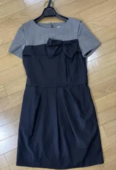 LANVIN en Bleu 半袖ひざ丈ワンピース 38サイズ