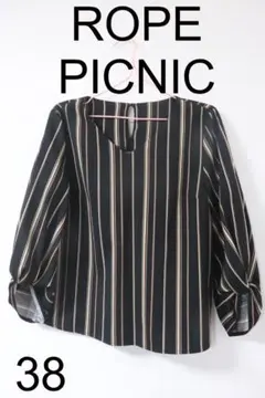 今日特価！プロフ必読ROPE PICNIC ストライプブラウスブラック 38良品のサムネイル
